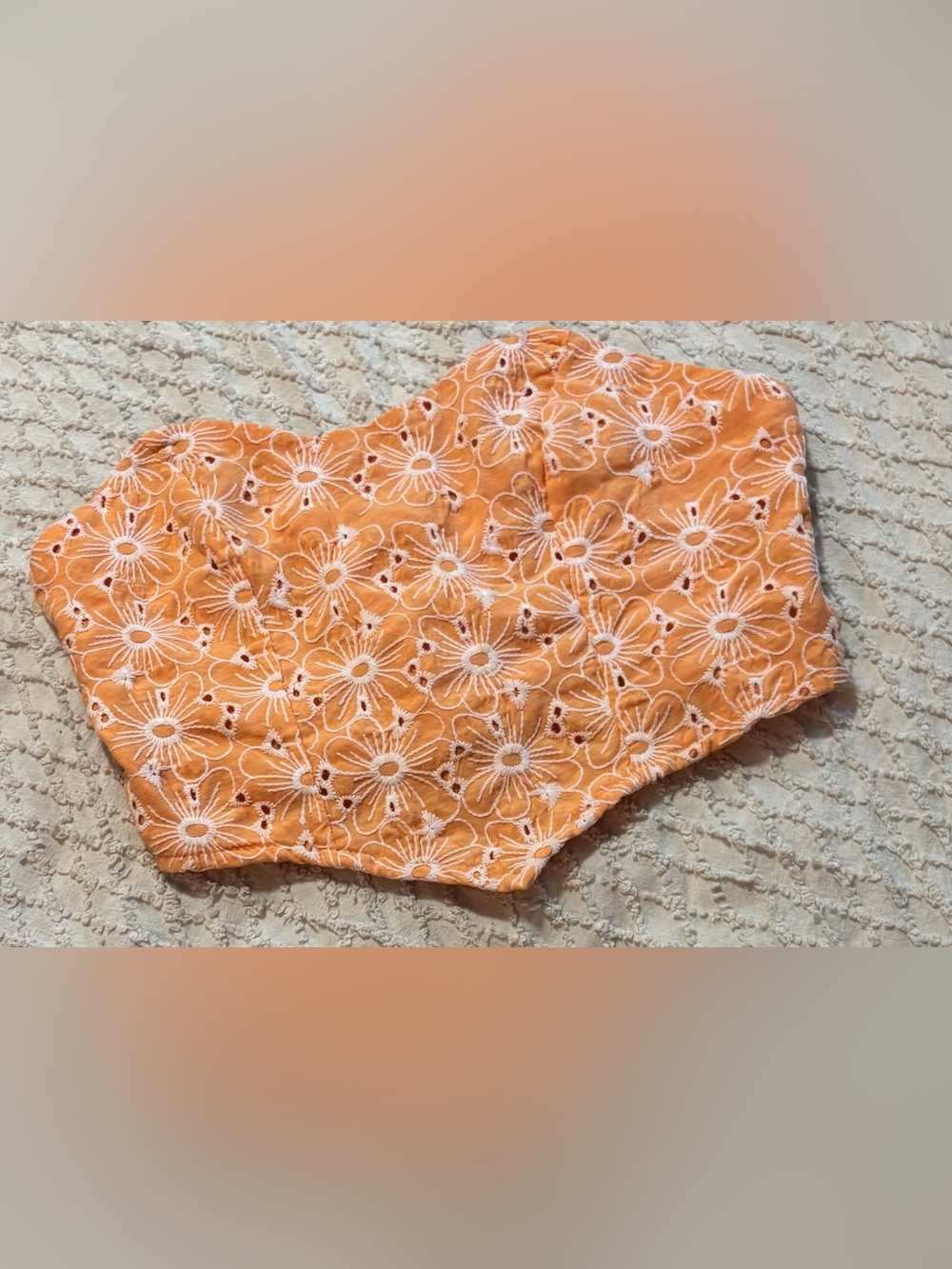 Solanta Orange Floral Eyelet Corset Top